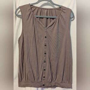 LOFT Sleeveless Button-Down Tank Top - Taupe